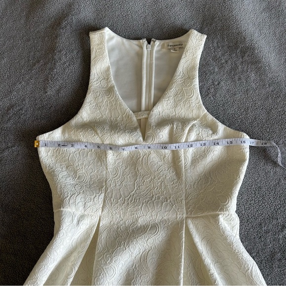 Francesca's Collections Off White V-Neck Bride, Semi, Formal Sheath Mini Dress - Picture 6 of 8